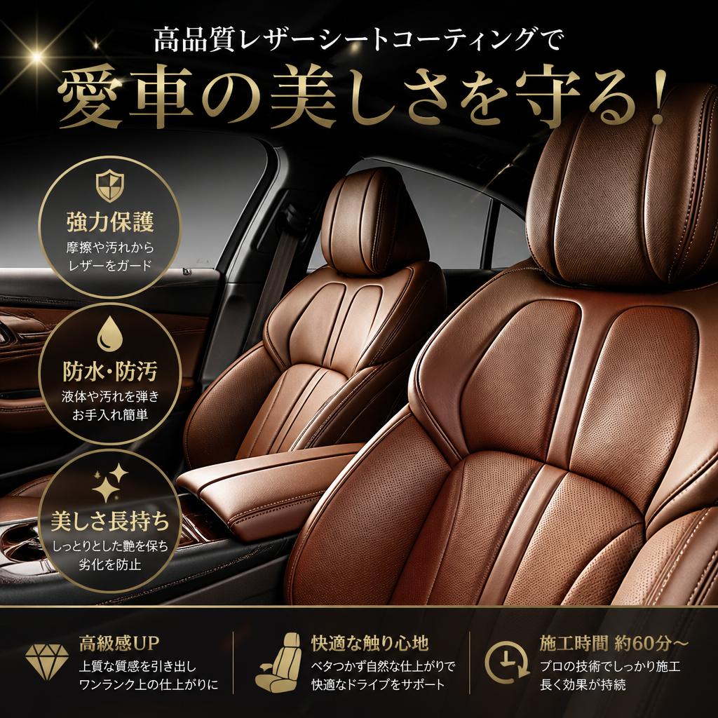 高品質レザーシートコーティングで愛車の美しさを守る！