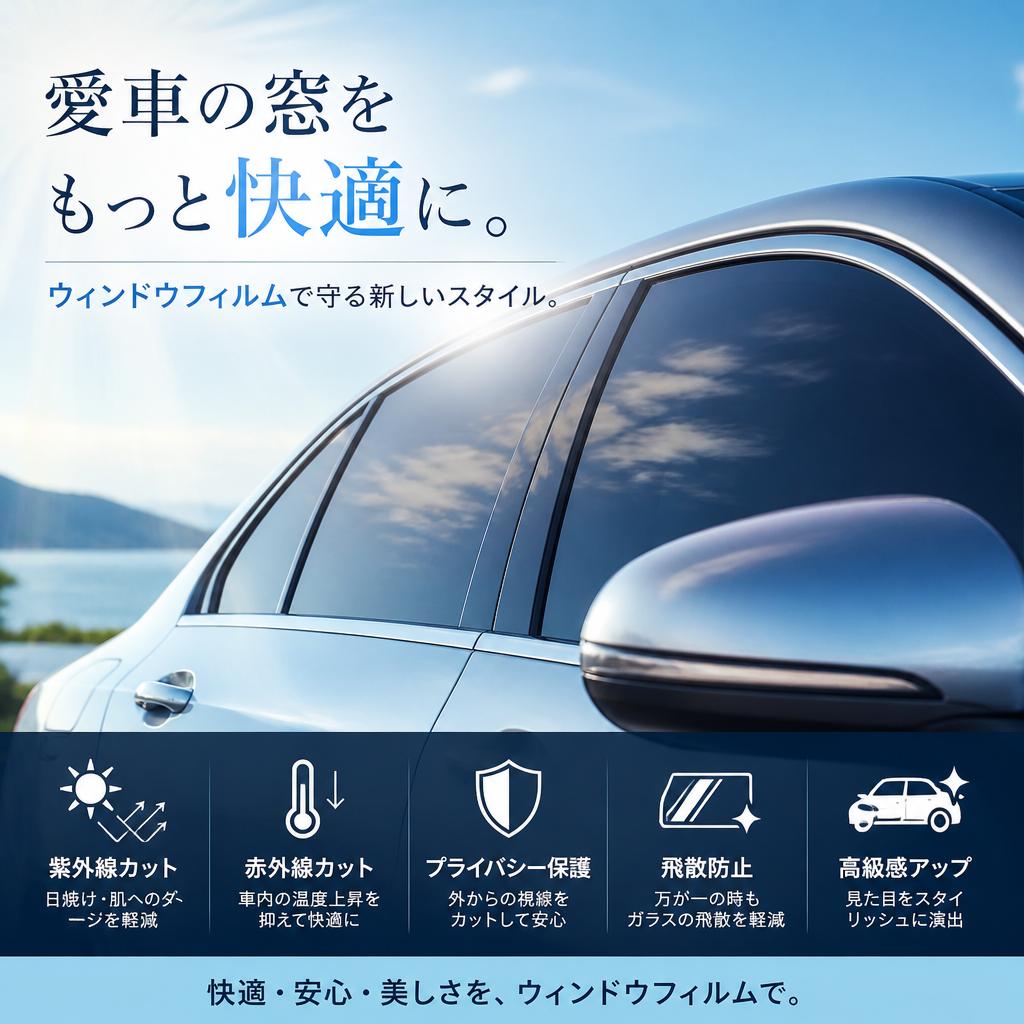 愛車の窓をもっと快適に。ウィンドウフィルムで守る新しいスタイル。