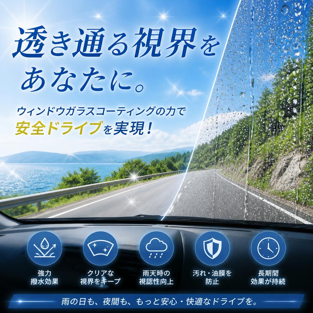 透き通る視界をあなたに。ウィンドウガラスコーティングの力で安全ドライブを実現！